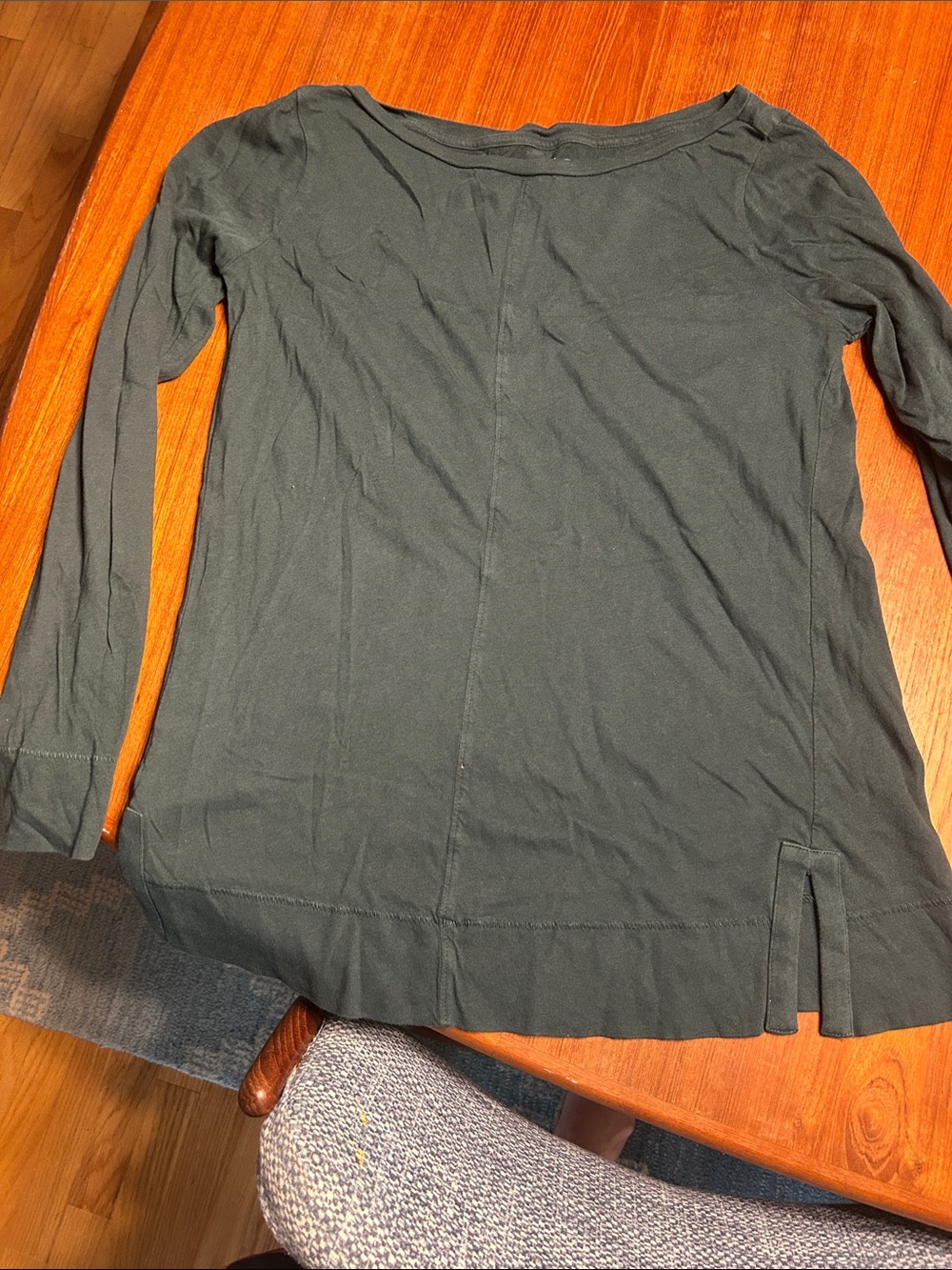 LOFT Dark Green/Blue Long Sleeve Crewneck Top